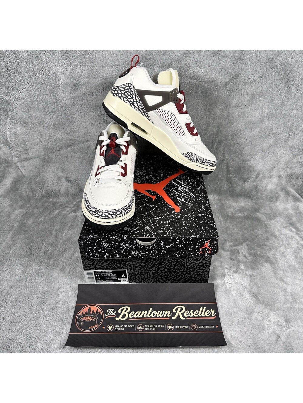 Air Jordan Men’s Size 11.5 Spizike Low Sail Anthrocite Varsity Red FQ1759-116
